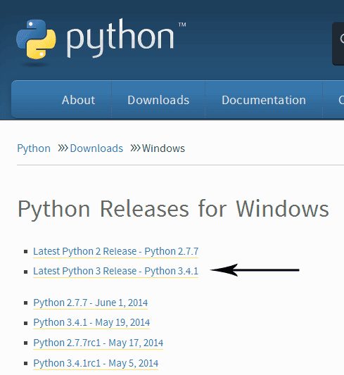 Загрузка Python - шаг 1. Обязательно выбираем python 3